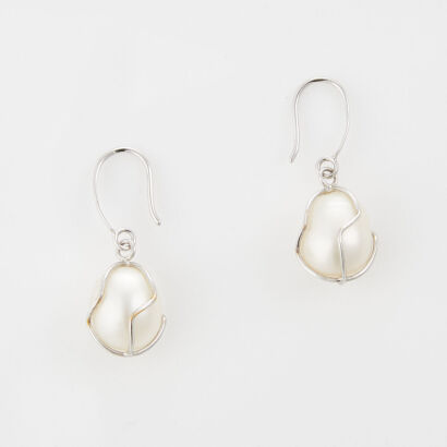 14ct White Gold, 11.10mm Pearl Drop Earrings