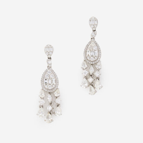 18ct White Gold, 4.73ct Chandelier Diamond Earrings