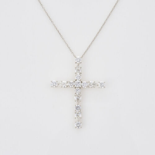 Harry Winston, Platinum, Symbols Large 3.01ct Diamond Madonna Cross Pendant and Necklet Set