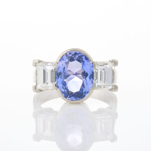 18ct White Gold, 3.30ct Sapphire and 1.82cts Diamond Ring