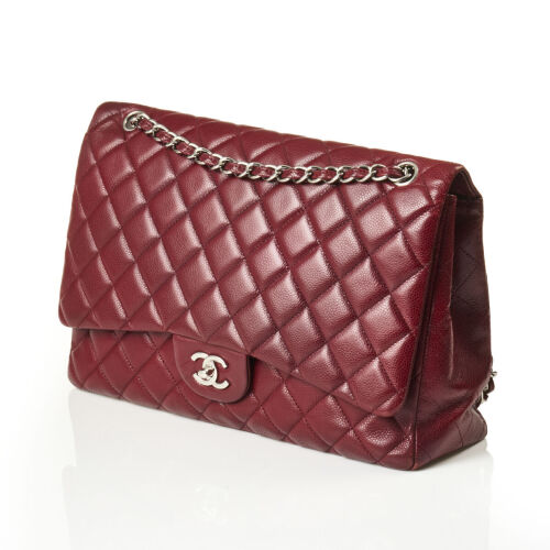 Chanel Maroon Caviar Jumbo Single Flap Bag