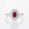 18ct White Gold, 1.28ct Oval Ruby and .43ct Diamond Ring