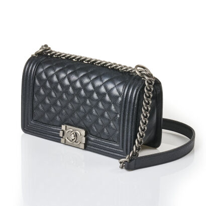 Chanel Black Caviar Leather Boy Bag