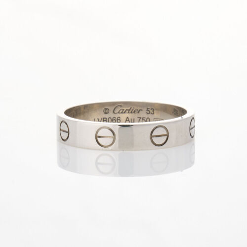 Cartier, 18ct White Gold, Narrow Love Ring, Size 53