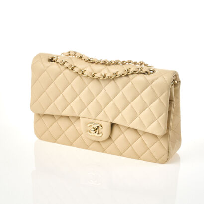 Chanel Cream Lambskin Medium Classic Double Flap Bag