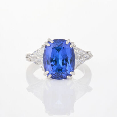 18ct White Gold, 7.10cts Tanzanite and 1.16cts Diamond Ring