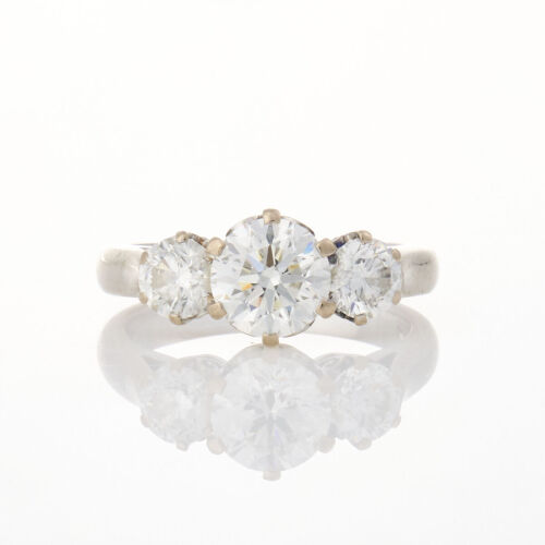 18ct White Gold, 2.01ct Modern Three Stone Diamond Ring