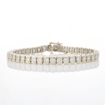 14ct White Gold, 9.05ct Diamond Tennis Bracelet