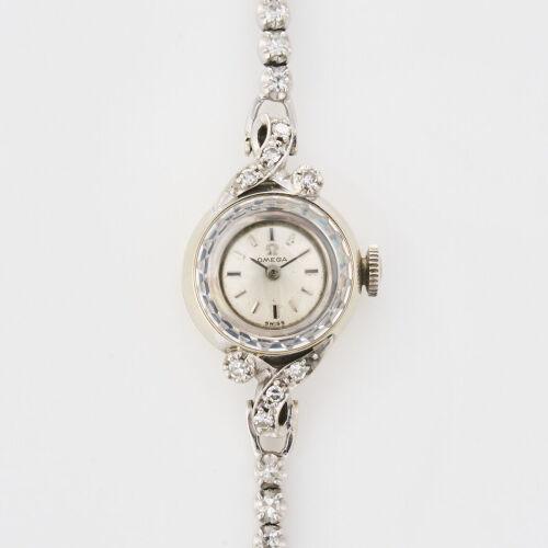 14ct White Gold, Vintage Ladies Omega Cocktail Wristwatch