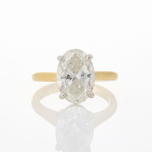 18ct Yellow Gold / Platinum, 3.01cts Oval Solitaire Diamond Ring