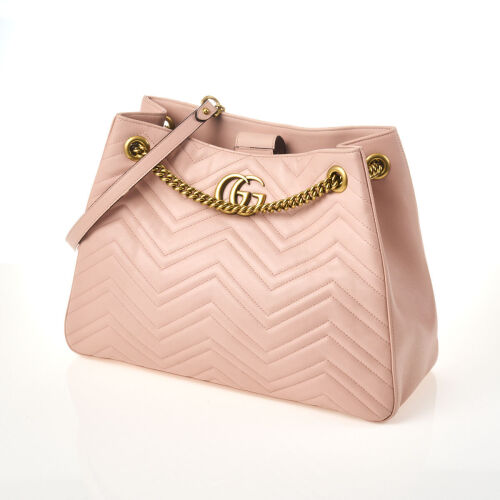 Gucci Pink GG Marmont Quilted Medium Chain Tote Bag