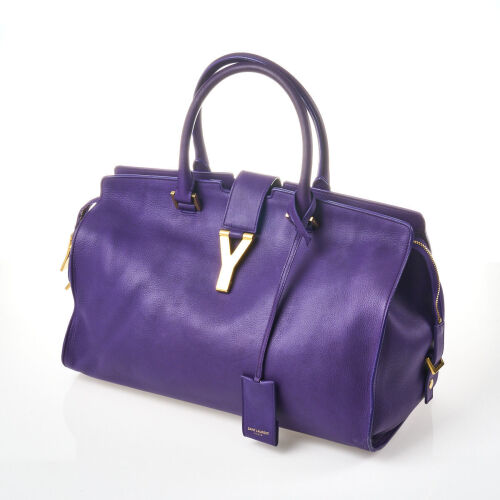 Yves Saint Laurent Purple Leather Cabas Tote Bag