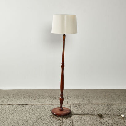 A Vintage Wooden Base Freestanding Floor Lamp