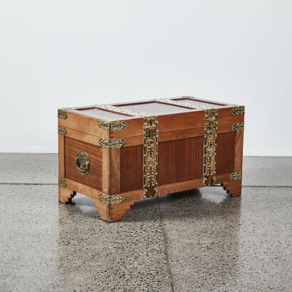 A Chinese Camphor Chest With Brass Fittings