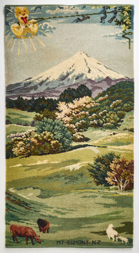 A Feltex Picture Rug of 'Mt. Egmont'
