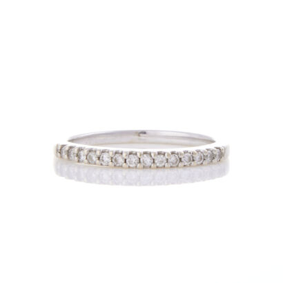 14ct White Gold, .13ct Diamond Band, Size J