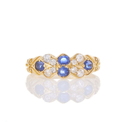 18ct Yellow Gold, Estate .50ct Sapphire and .32ct Diamond Ring