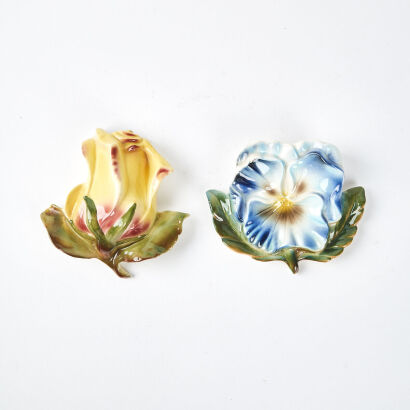 Two Floral Titian Wall Vases