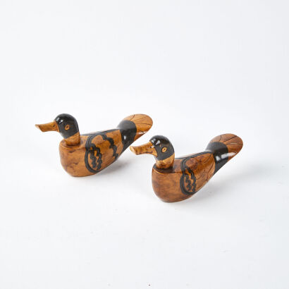 A Pair Of Decorative Folk Art Duck Carvings