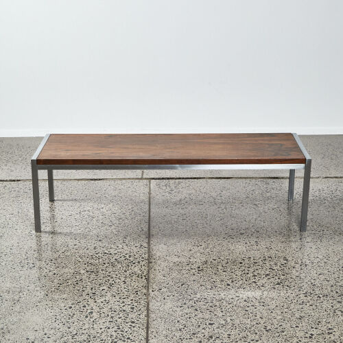 A Vintage Sixties Steel And Rosewood Coffee Table