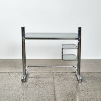 A Seventies Chrome And Smoked Glass Bauhaus Style Desk