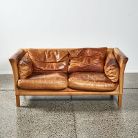 A Danish Cognac Leather Two-Seat Sofa