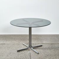 A Seventies Chrome And Smoked Glass Round Dining Table