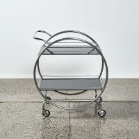 An Art Deco Chrome And Glass Trolley