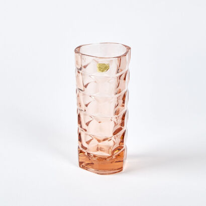 A Vintage French Pink Glass Faceted Vase By Luminarc France