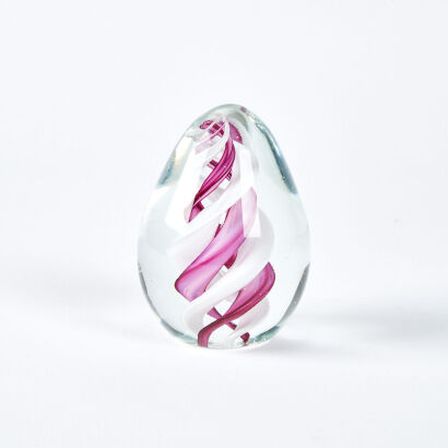 A Pink And White Art Glass Spiral Paperweight