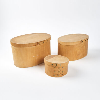 A Set Of Three Graduated Handcrafted Shaker Boxes