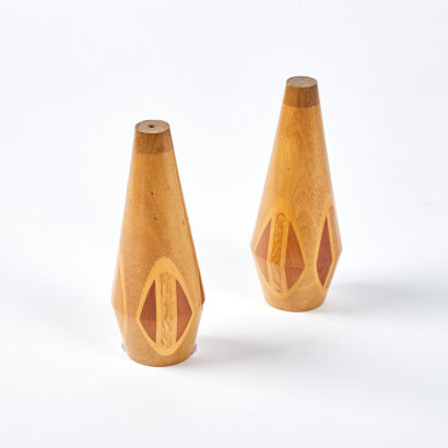 A Mid-Century NZ Native Timbers Salt And Pepper Shakers