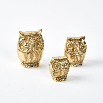 A Trio Of Brass Owls