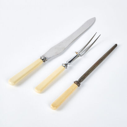 A Bone Handle Carving Set By Bennet And Heron Sheffield