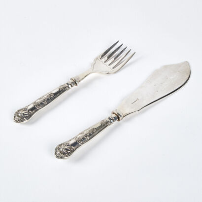 A Pair Of Antique Kings Pattern Silver Plated Servers