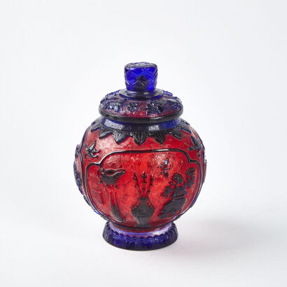 A Vintage Peking Glass Lidded Jar