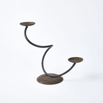 A Wrought Iron Candle Holder