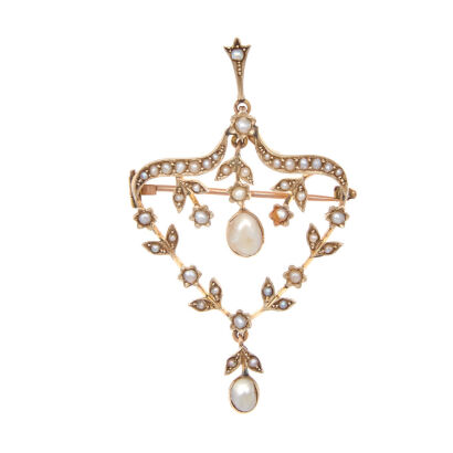 9ct Edwardian Seed Pearl Brooch/Pendant