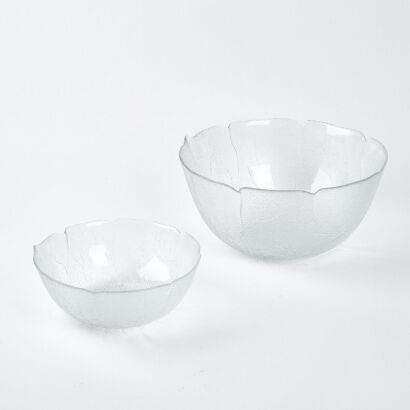 A Set Of Two Leaf Glass Salad Bowls