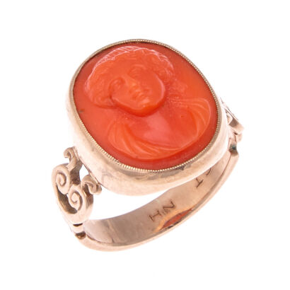 9ct Antique Coral Cameo Ring