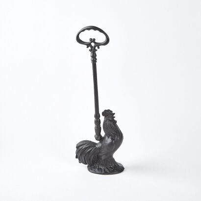 A Vintage Cast Iron Rooster Door Stopper With Handle