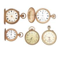 Five Swiss and American Pocket Watches