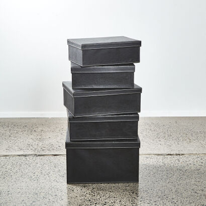 A Collection Of Five Leather Storage Boxes