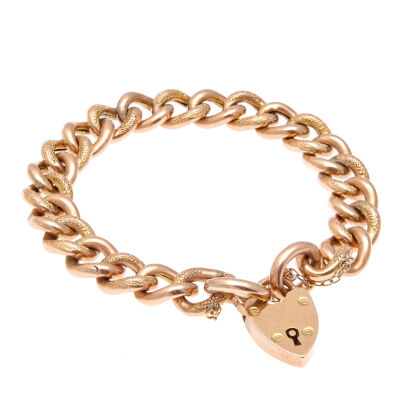 9ct Heart Padlock Bracelet