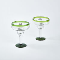 A Pair Of El Jimador Hand Blown Martini Glasses