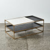 A Contemporary Large Brass Coffee Table With A Marble Top