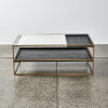 A Contemporary Large Brass Coffee Table With A Marble Top - 2