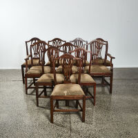 A Harlequin Suit Of Ten 18th Century Oak English Shield Back Country Chairs