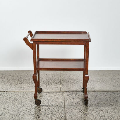 A Vintage Wooden Drinks Trolley