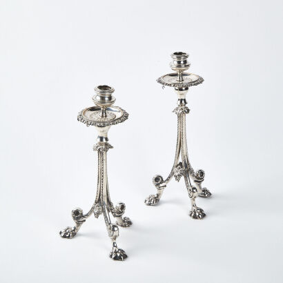 A Pair Of Silver-Plated Candelabras